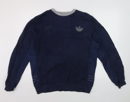Adidas Men's Blue Crew Neck Pullover Sweatshirt Size M Sportswear