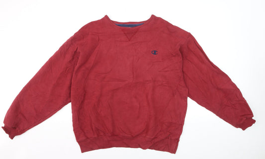 Champion Men's Red Pullover Sweatshirt L Crew Neck Cotton Blend