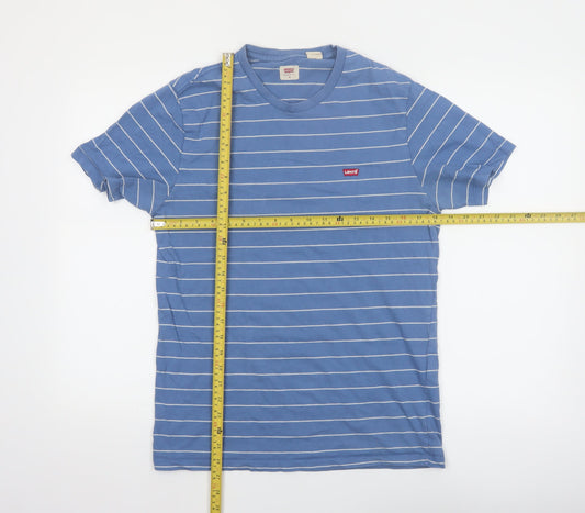 Levi's Men's Blue Striped Cotton Crew Neck T-Shirt Size M