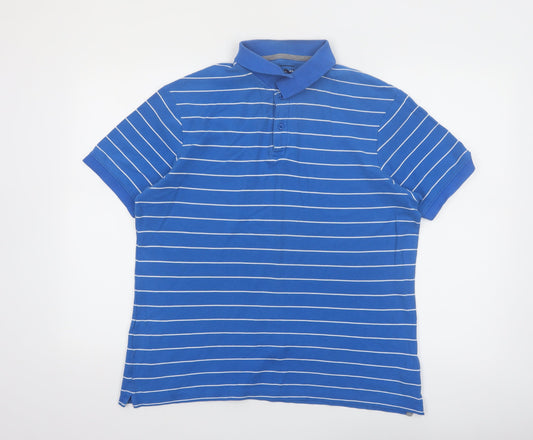 Sandstone Men's Blue Striped Polo Shirt Size M Cotton Casual