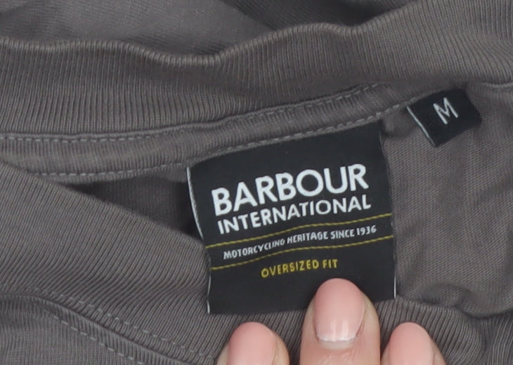 Barbour International Men’s Grey Long Sleeve Cotton T-Shirt M Oversized Fit
