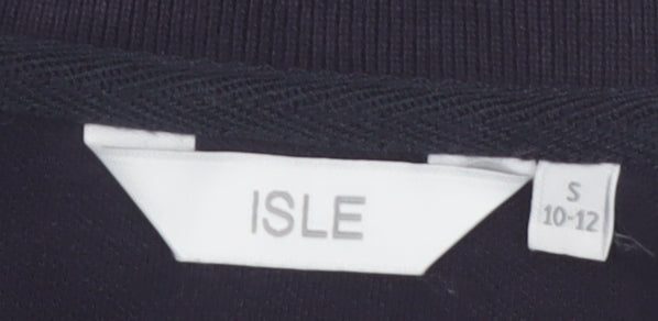 Isle Womens Black Cotton Polo Shirt Size S 10-12 Short Sleeve