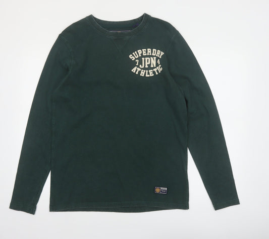 Superdry Men’s Green Athletic Long Sleeve Crew Neck Top Size M