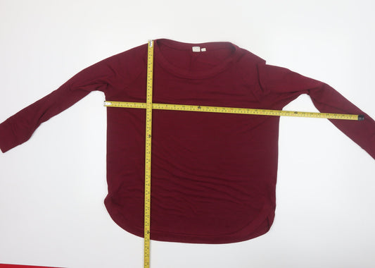 GAP Womens Red Long Sleeve Crew Neck Cotton Blend T-Shirt M