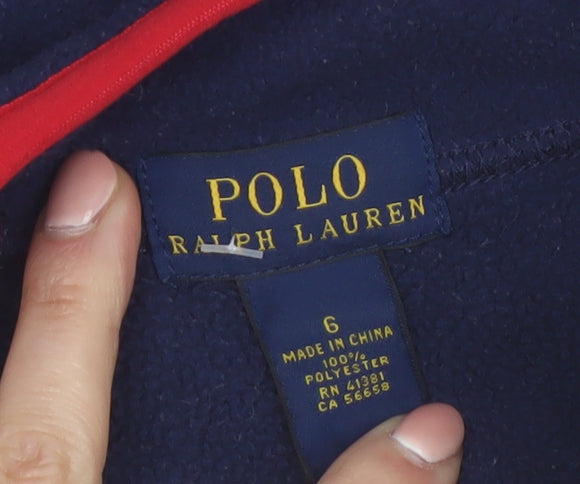 Ralph Lauren Boys Blue Fleece Full Zip Jacket Size 5-6 Years