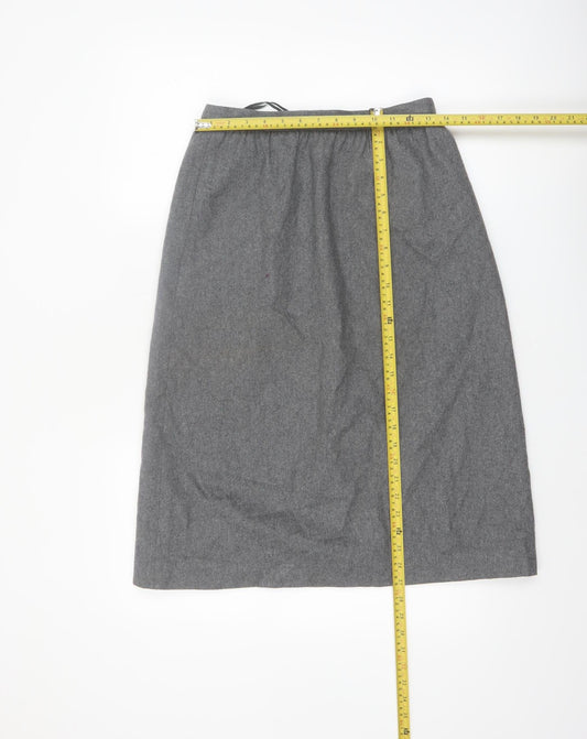 Vintage Sasson Womens Grey Wool Blend Midi Pencil Skirt Size 10
