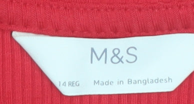 Marks and Spencer Womens Red Long Sleeve Henley Nightshirt Size 14
