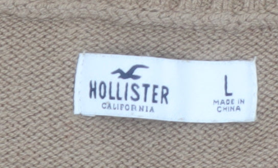 Hollister Womens Beige Argyle V-Neck Knit Sleeveless Vest L