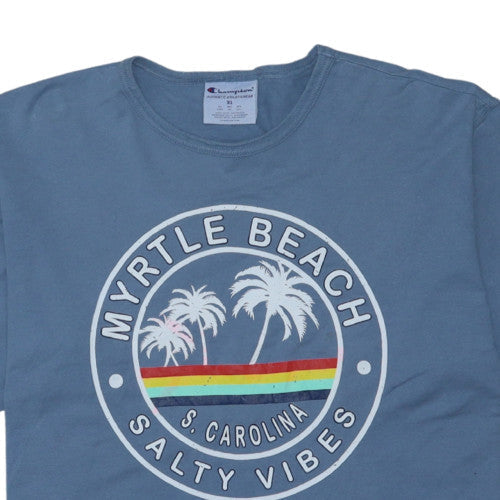 Champion Men's Blue Myrtle Beach Graphic T-Shirt XL Cotton Crew Neck