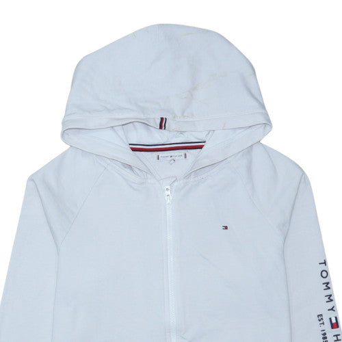 Additional view of Tommy Hilfiger boys’ white full zip hoodie, size 176, cotton blend