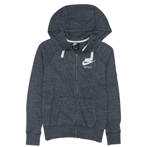Nike Women's Dark Grey Full Zip Hoodie Medium Just Do It Logo
