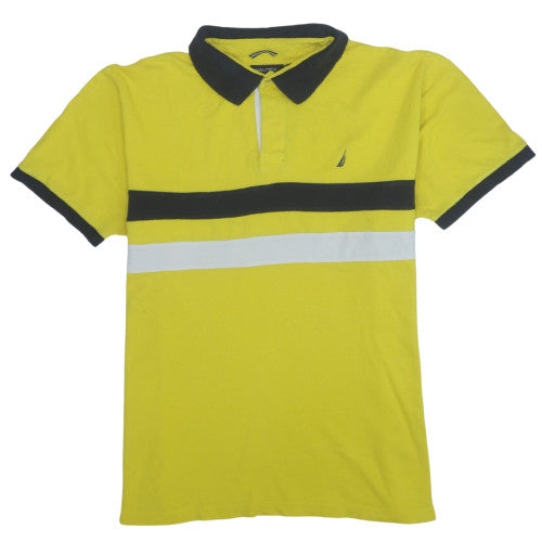 Nautica Men's Yellow Colourblock Cotton Polo Shirt XL
