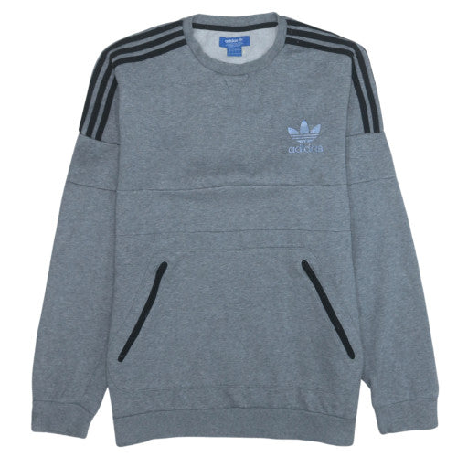 adidas Men's Grey Crew Neck Pullover Sweatshirt L Sports Style