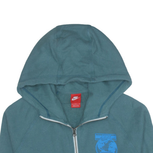 Nike Men's Green Full Zip Hoodie L Sports Graphic Cotton
