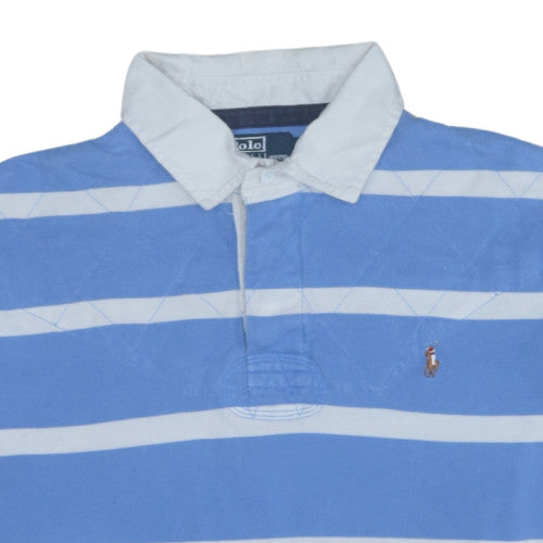 Ralph Lauren Men's Blue Striped Cotton Polo Shirt XL Classic Fit