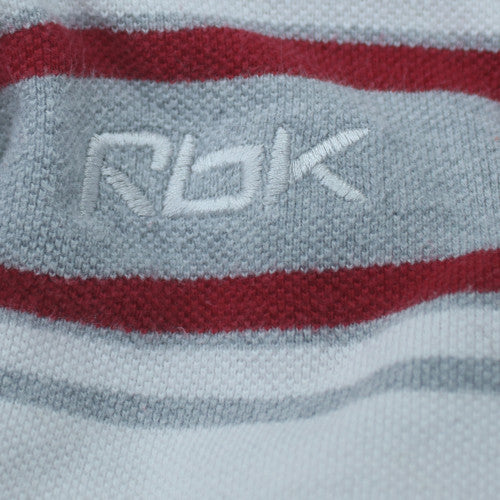 Reebok Men's White Grey Red Striped Cotton Polo Shirt XL