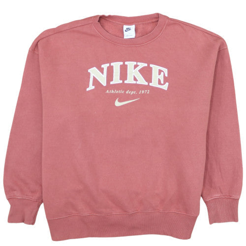 Nike Womens Pink Crew Neck Pullover Sweatshirt L Logo Print