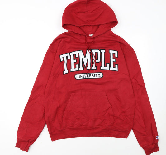 Champion Womens Red Temple University Pullover Hoodie Size M