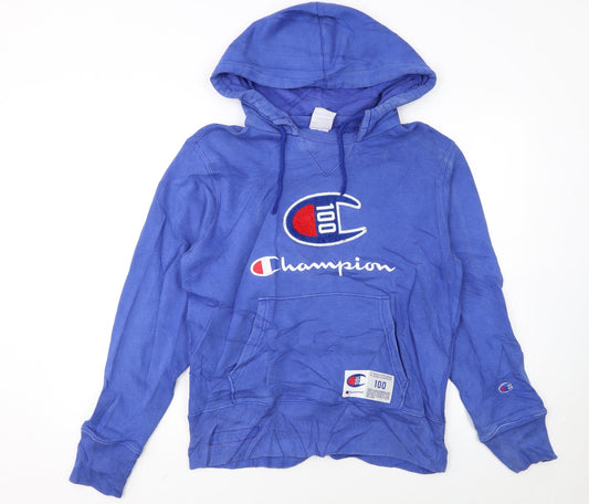 Champion Women's Blue Small Pullover Hoodie 100 Logo Cotton Blend