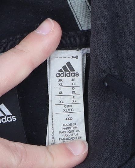 Adidas Mens Black XL Full Zip Hoodie Sports Fleece Sweatshirt