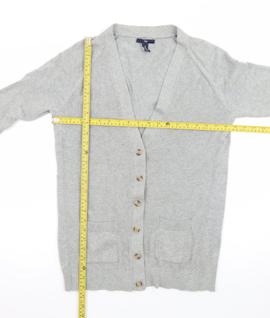 Gap Mens Grey Cotton Wool Cardigan M Long Sleeve V-Neck Knit