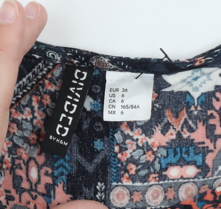 H&M Divided Womens Multicoloured Size 8 Boho Bodycon Dress