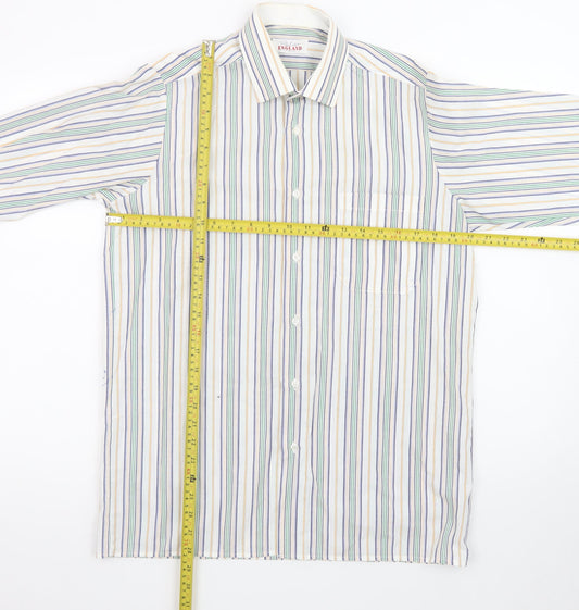 Peter England Men's Multicoloured Striped 15in Regular Fit Cotton Blend Long Sleeve Shirt
