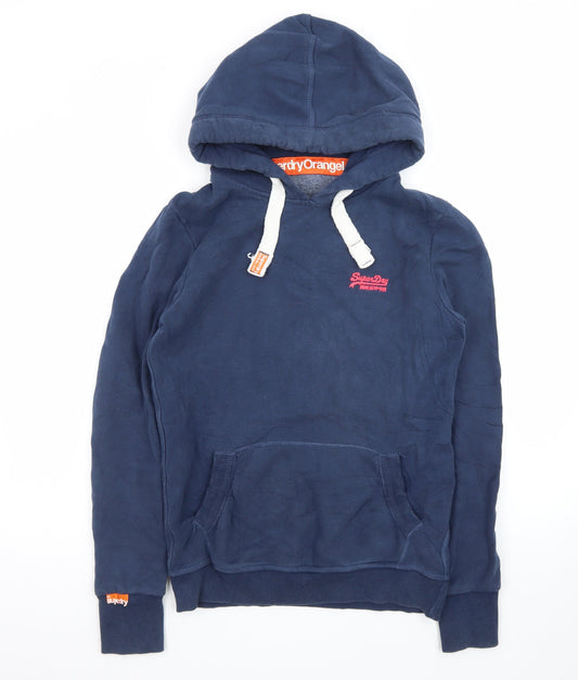 Superdry Women Navy Blue Pullover Hoodie Size L Orange Label