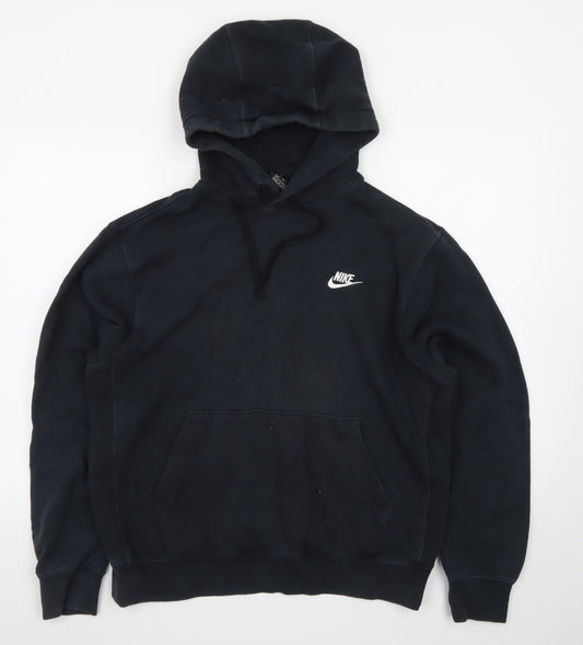 Nike Men's Black Pullover Hoodie M Regular Fit Logo Fleece Sweatshirt