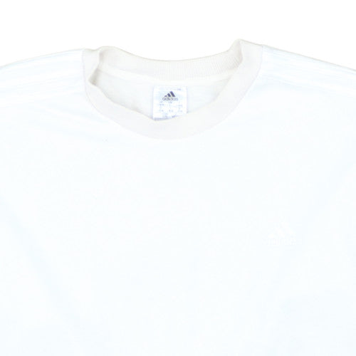 Adidas Women White Crew Neck Sweatshirt L 16-18 Relaxed Cotton Blend