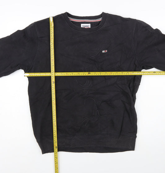 Tommy Jeans Men's Black Crew Neck Sweatshirt M Pullover Logo Cotton Blend