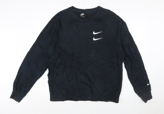 Nike Men's Black Crew Neck Pullover Sweatshirt L Graphic Logo