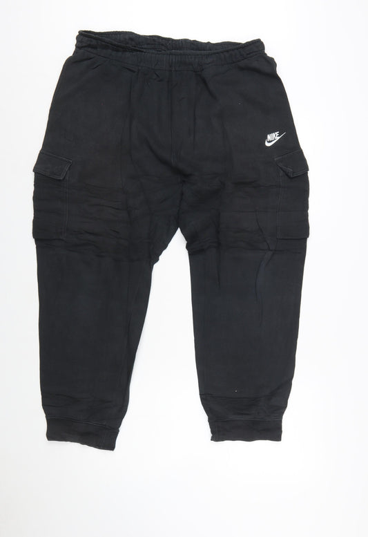 Nike Women Black XL Cargo Jogger Trousers Cotton Blend