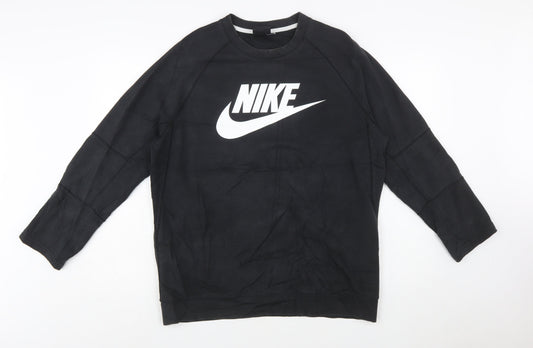Nike Women Black Large Pullover Sweatshirt with Logo Print