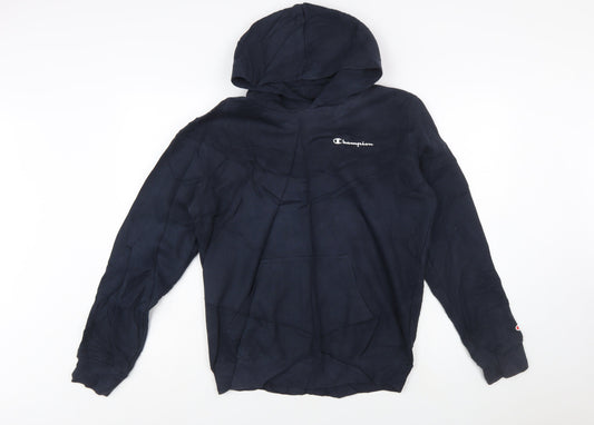 Champion Men's Blue Pullover Hoodie Medium Logo Fleece Sweatshirt