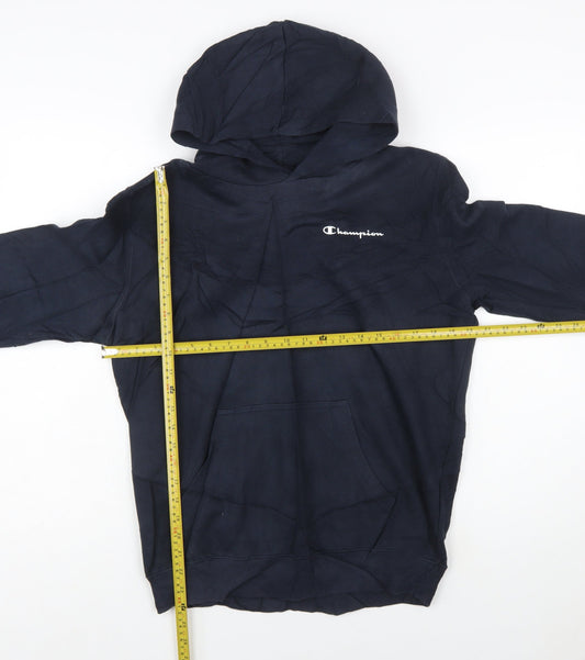 Champion Men's Blue Pullover Hoodie Medium Logo Fleece Sweatshirt