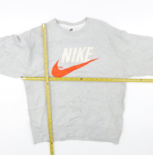 Nike Men's Grey Small Pullover Crew Neck Logo Sweatshirt