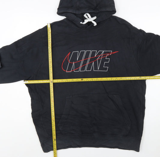 Nike Men’s Black XL Pullover Hoodie with Logo Fleece Sweatshirt