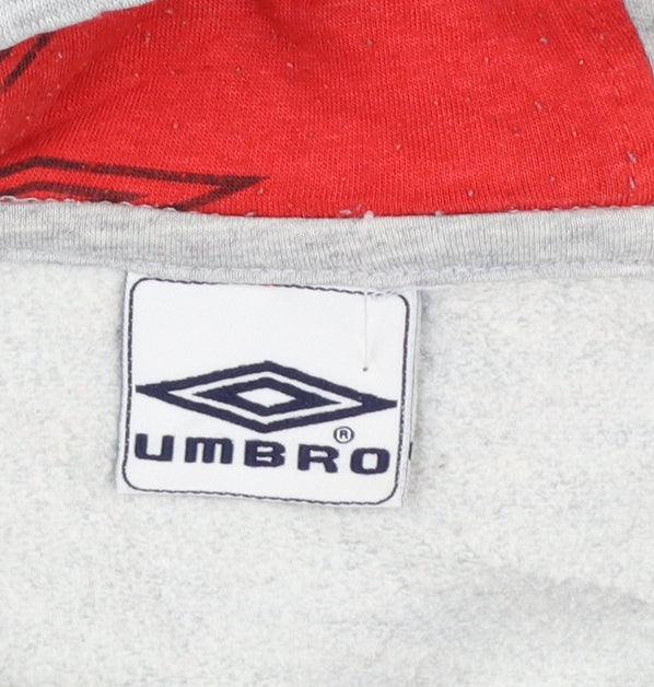 Umbro Mens Grey Pullover Hoodie M Sports Graphic Fleece
