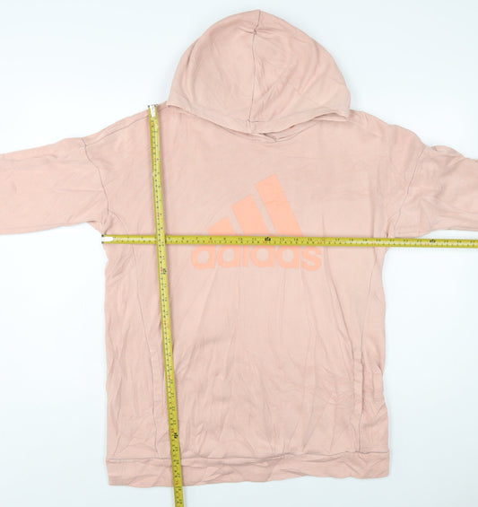 Adidas Womens Pink Pullover Hoodie Medium 12-14 Cotton Blend