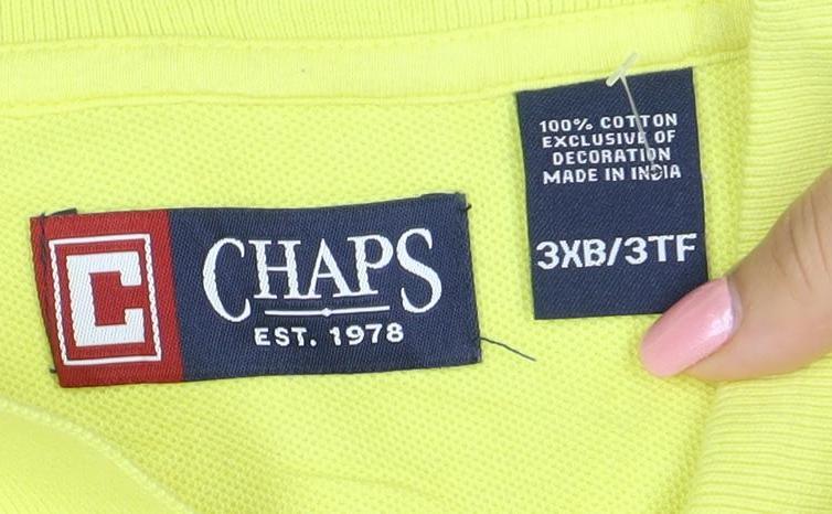 Chaps Men’s Yellow 3XL Cotton Polo Shirt Short Sleeve