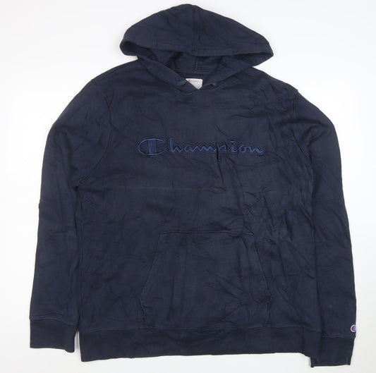 Champion Men's Blue XL Pullover Hoodie Embroidered Logo