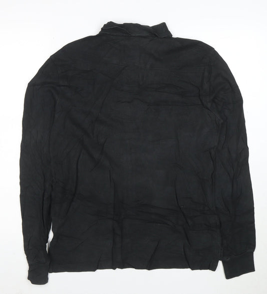 Polo Ralph Lauren Men's Black Slim Fit Long Sleeve Cotton Polo Shirt M