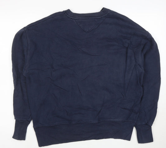 Tommy Jeans Women's Navy Pullover Sweatshirt Small Cotton Blend Logo Crewneck
