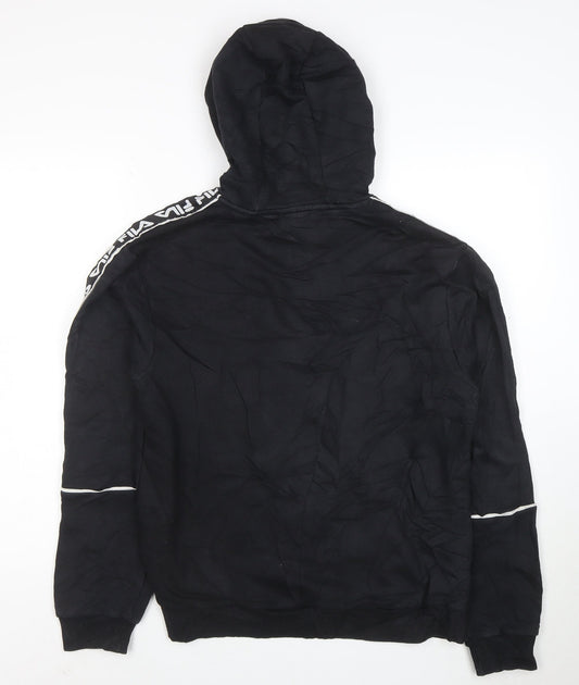 Fila Men's Black Hoodie Small Pullover Logo Cotton Blend Sportswear