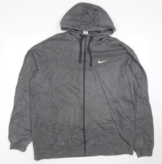 Nike Men's Grey Full Zip Hoodie XL Fleece Sports Sweatshirt