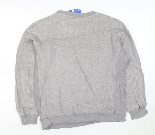 Adidas Mens Grey Crew Neck Logo Sweatshirt Size M Regular Fit