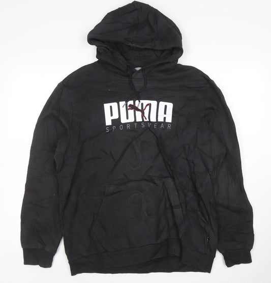 Puma Men's Black Pullover Hoodie L Sportswear Graphic Fleece