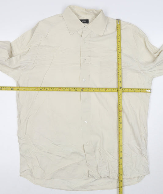 Hugo Boss Men’s Ivory Cotton Long Sleeve 42 Button-Up Shirt