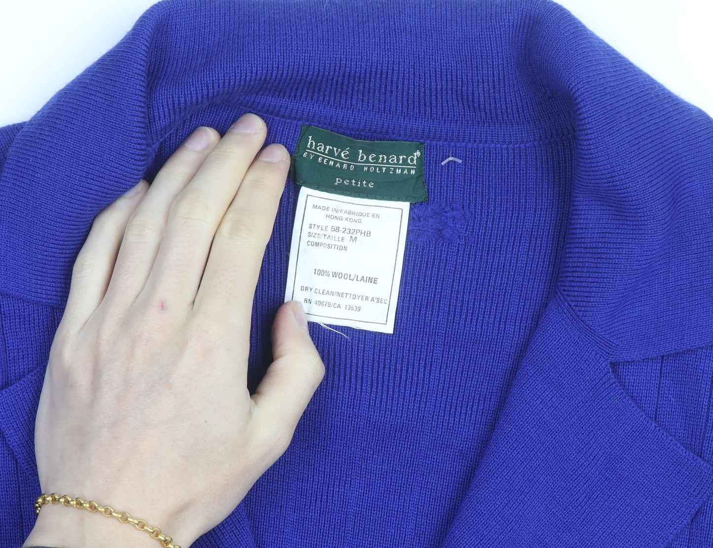 Hervé Benard Women Purple Wool Cardigan Blazer M Petite Double Breasted